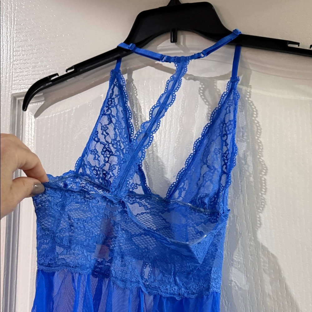 Victoria’s Secret Blue Lace Sheer Lingerie Tank Top Women’s Size Small - Picture 5 of 8